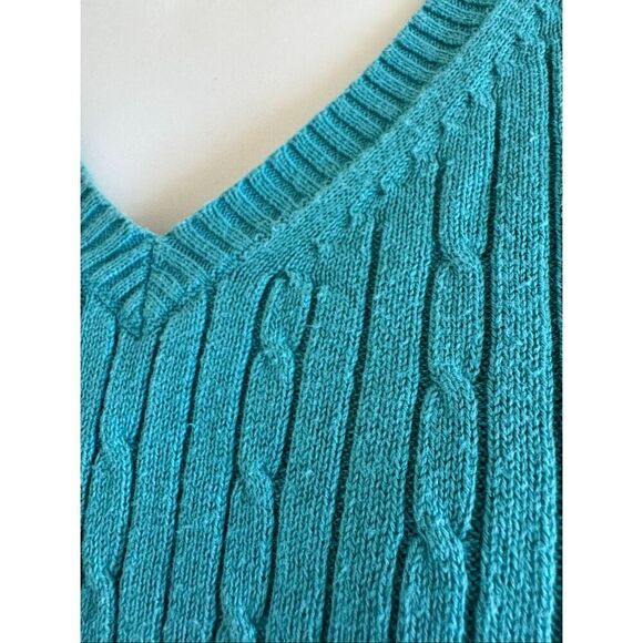 Cherokee XL women’s green textured sweater shirt  v-neck teal 100% cotton - Picture 5 of 5